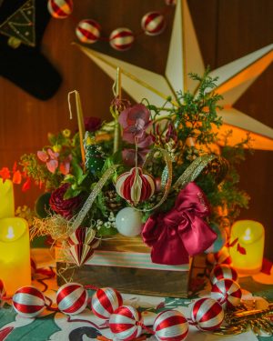 微光聖誕桌花  